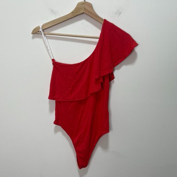 Babaton Bodysuit One Shoulder with Ruffle sz S - Picture 4 of 13